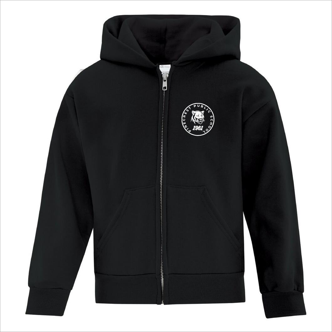 Youth Black Zip Hoodie - Pinecrest Public School